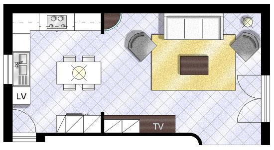 Progettazione arredamento Progetto cucina soggiorno